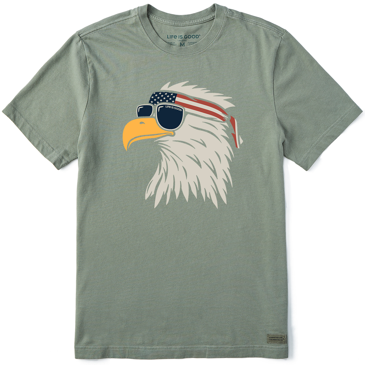 Life Is Good Men's Patriotic Eagle Short-Sleeve Crusher Lite Tee, Green