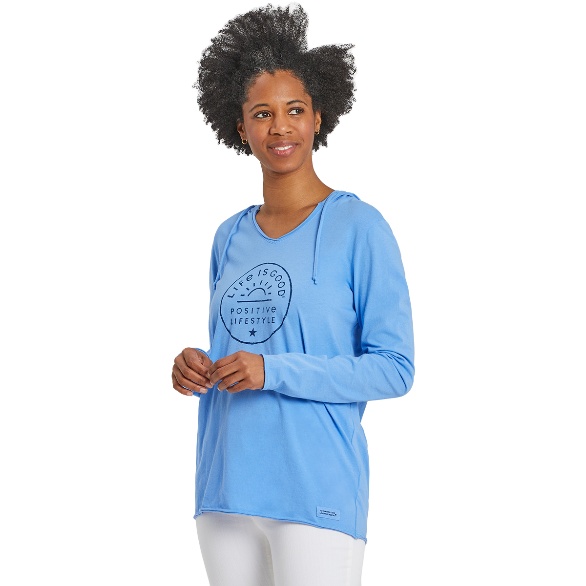 Life Is Good Women's Positive Sun Long-Sleeve Crusher Lite Hooded Tee