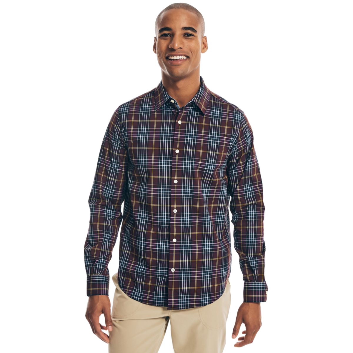 Nautica Men's Navtech Trim Fit Button-Down, Red