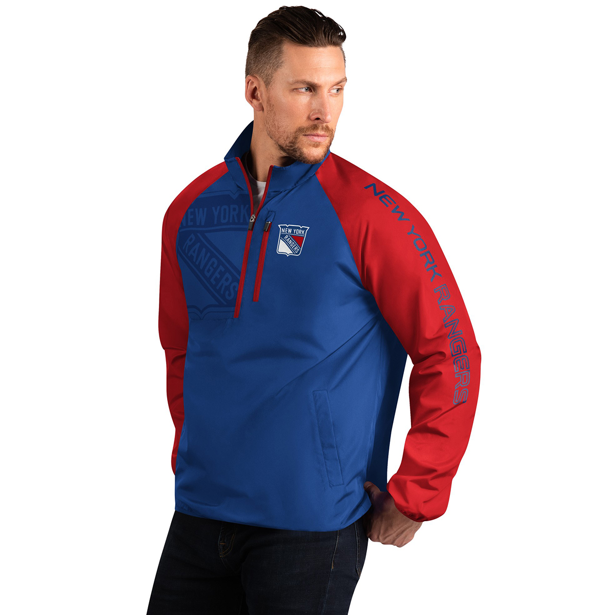 New York Rangers Men's Point Guard 1/4-Zip Pullover