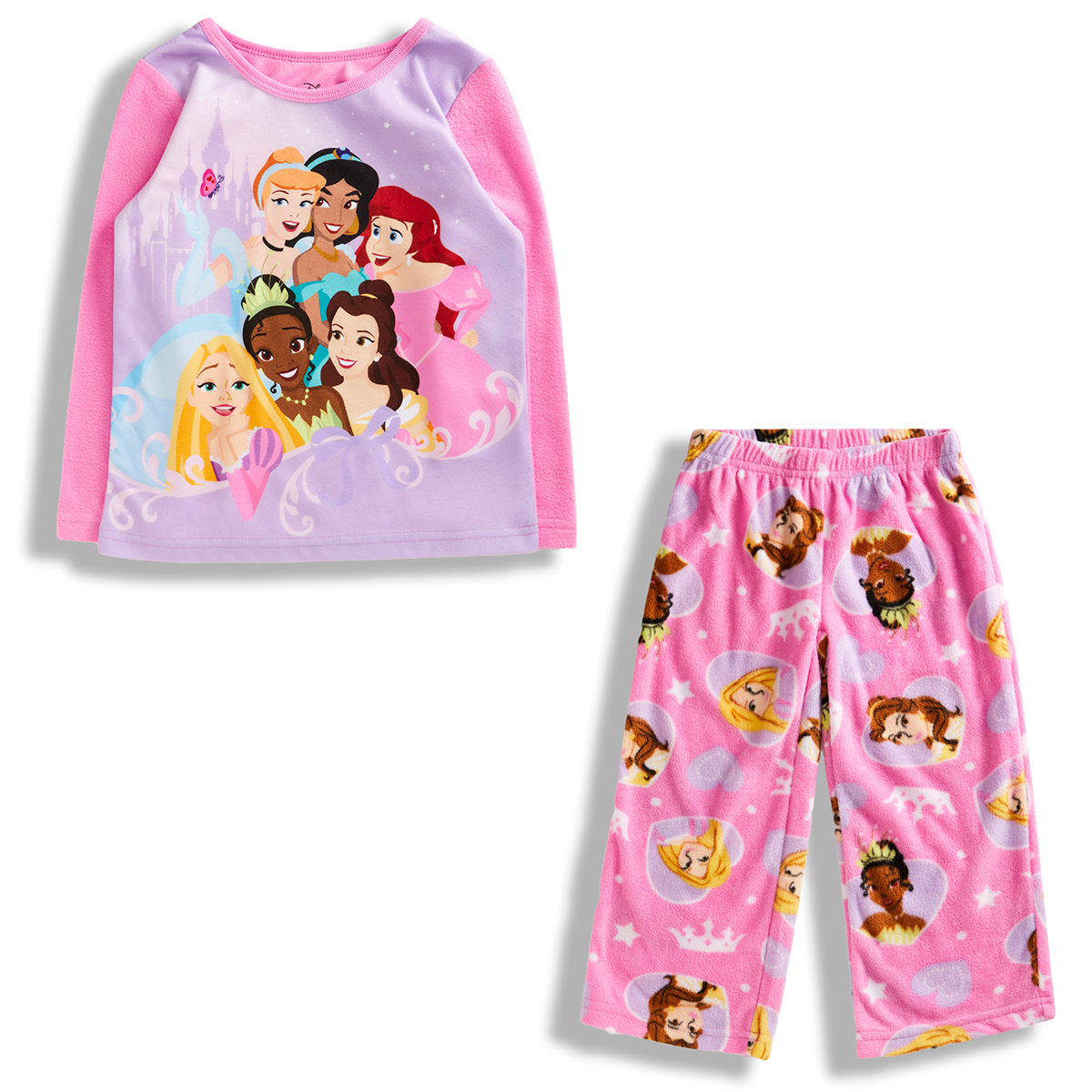 Disney Girls' Princesses Long-Sleeve Pajamas, 2-Piece Set