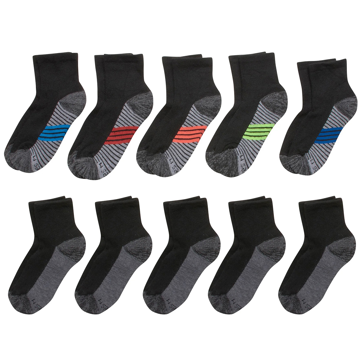 Hanes Boys' Ultimate Ankle Socks, 10-Pack