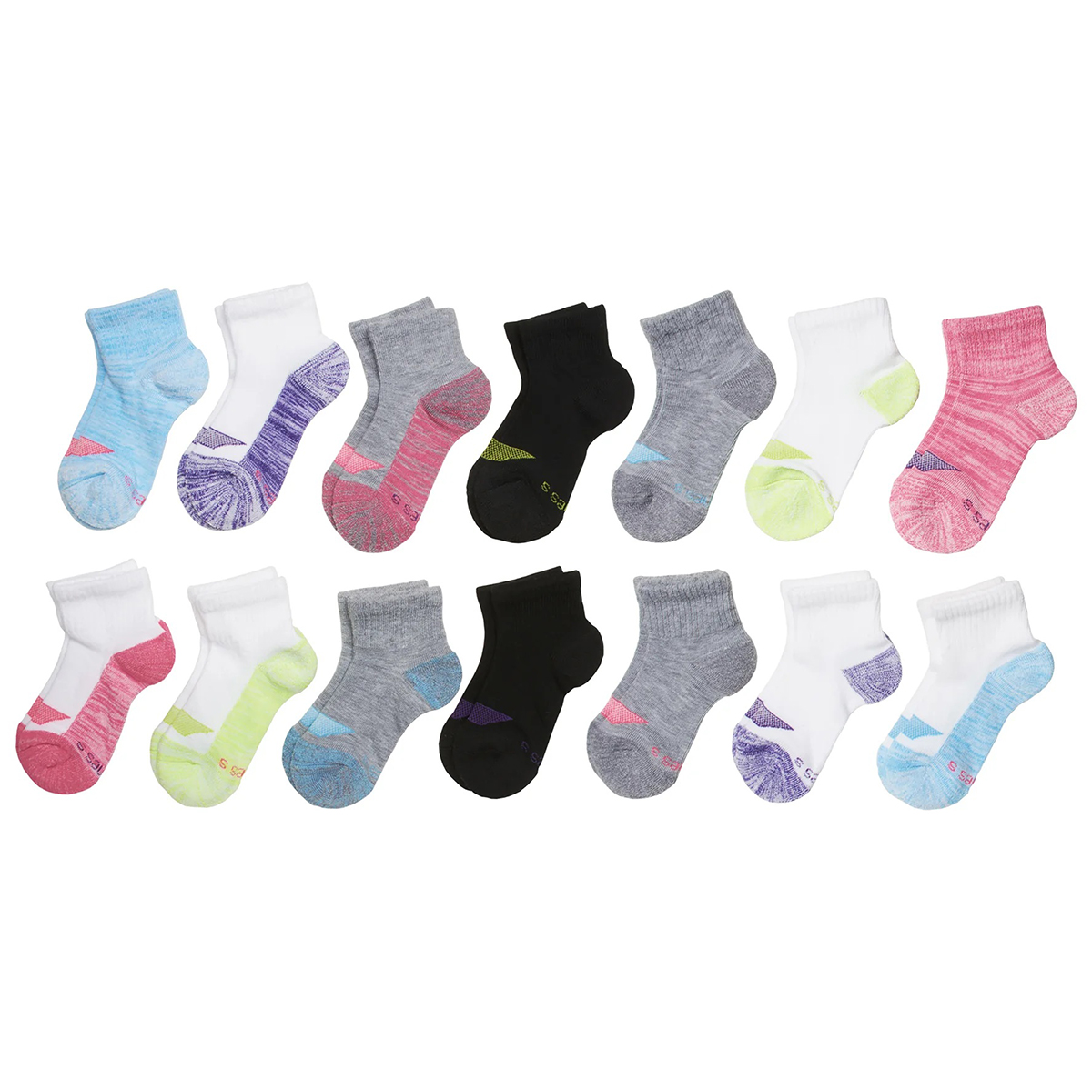 Hanes Girls' Ultimate Cool Comfort Ankle Socks, 14 Pack, VARIOUS PATTERNS