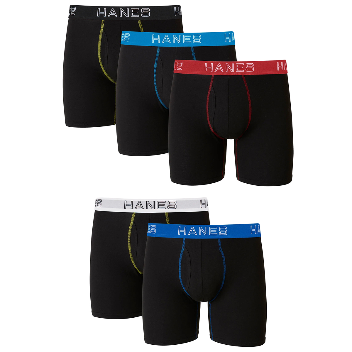 Hanes Ultimate Men's Stretch Boxer Briefs, 5-Pack Extended Size, Black