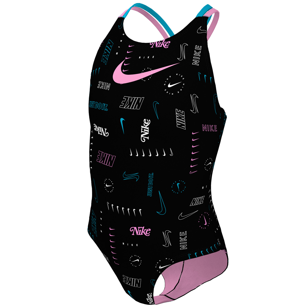 Nike Girls' Spiderback 1-Piece Swimsuit, Black