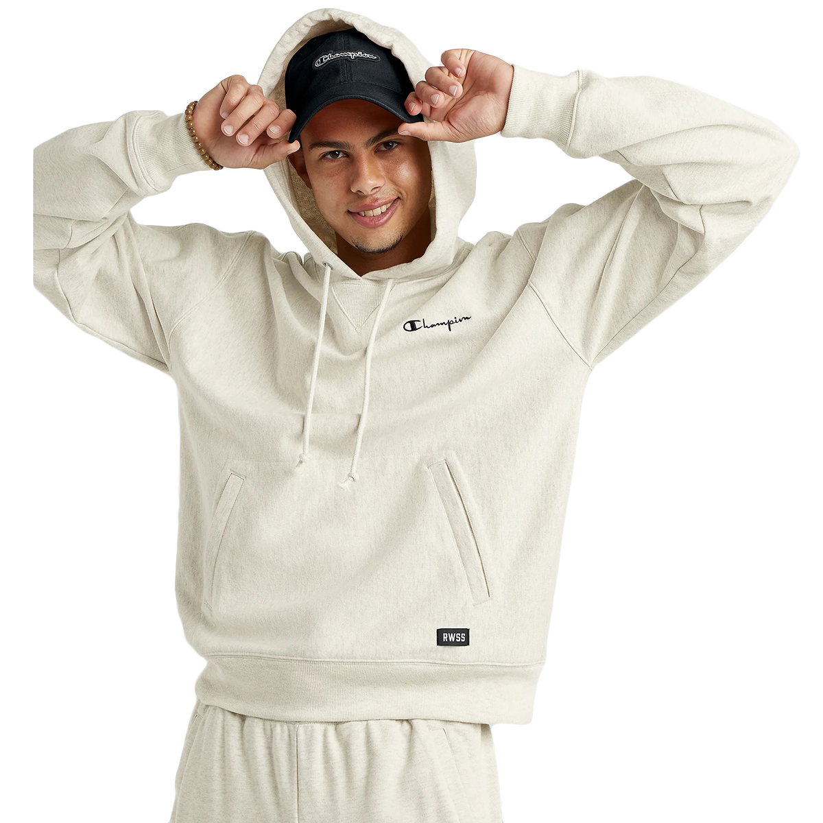 Champion Men's Reverse Weave French Terry Hoodie, White