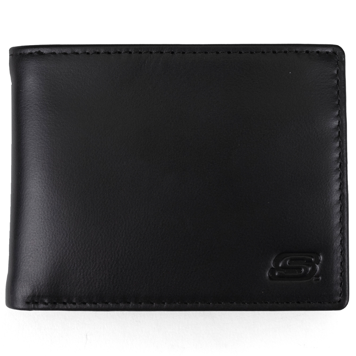 Skechers Men's Smooth Leather Slimfold Wallet, Black