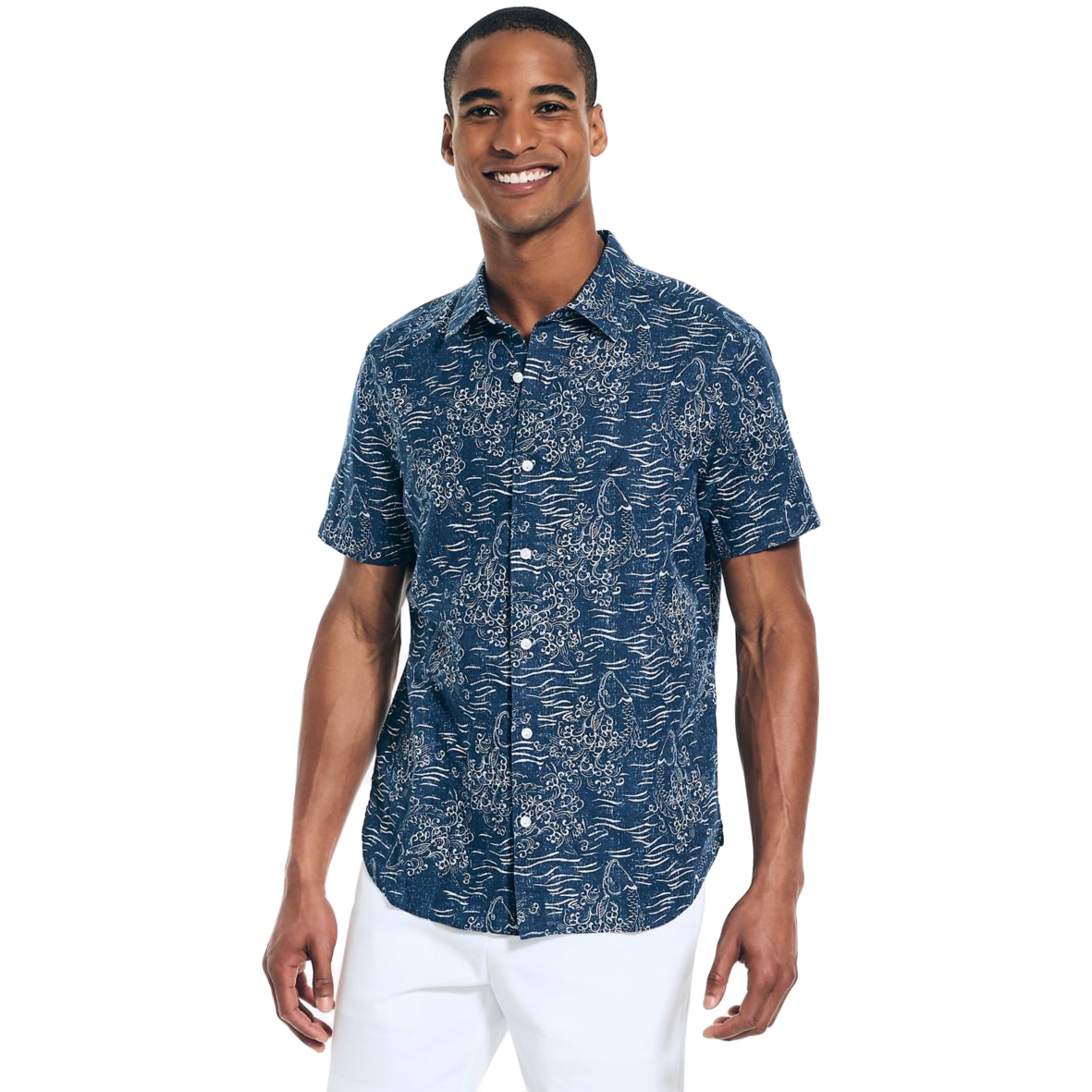 Nautica Men's Koi Linen Short-Sleeve Shirt