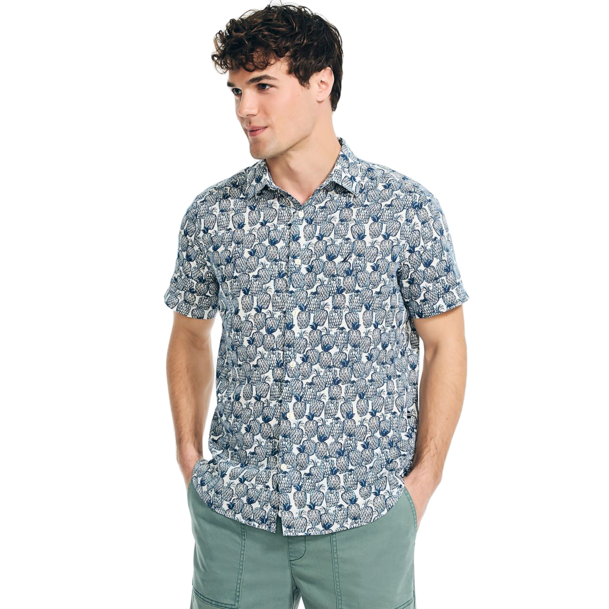 Nautica Men's Linen Short-Sleeve Shirt