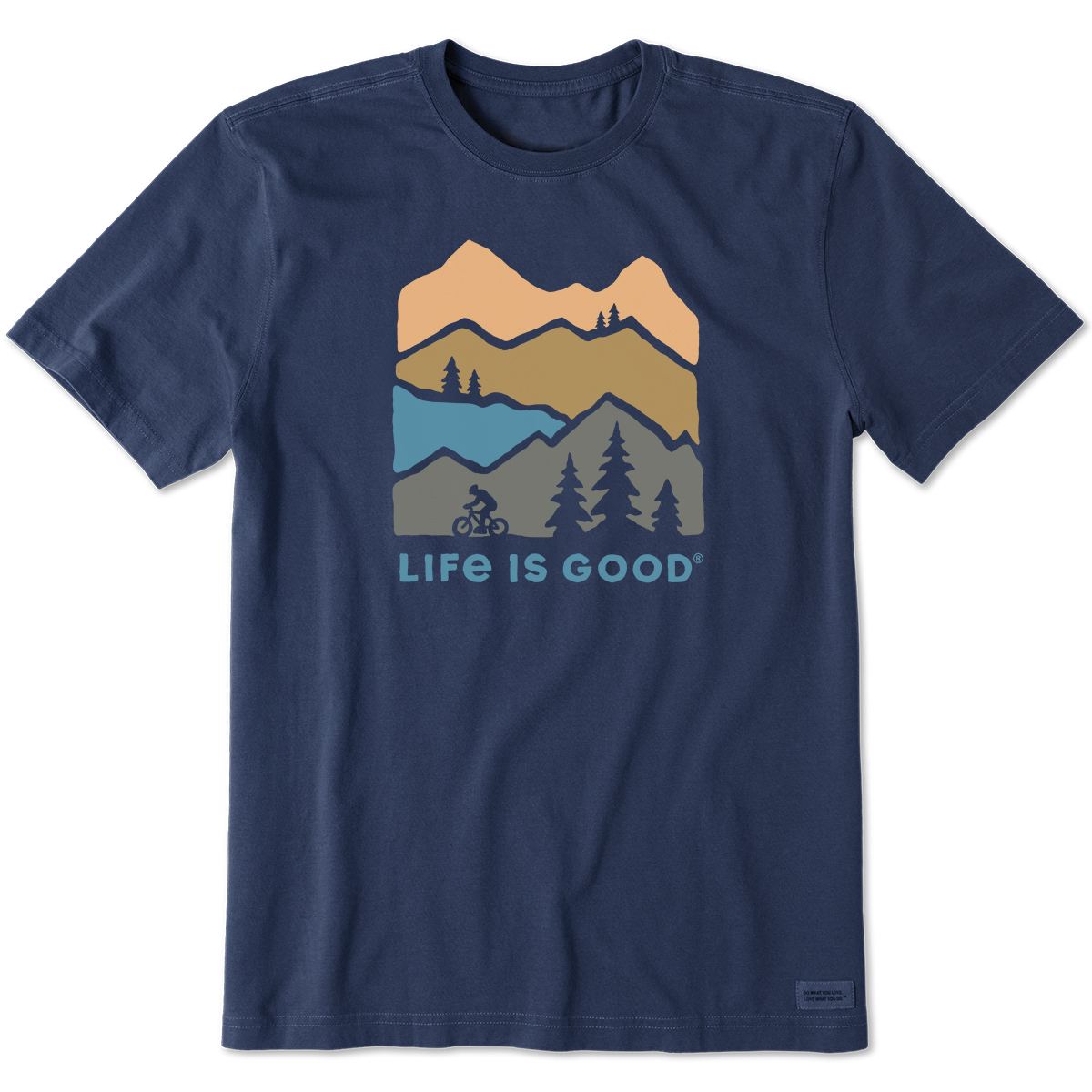 Life Is Good Men's Mountain Bike Landscape Crusher-Lite Short-Sleeve Tee, BLUE