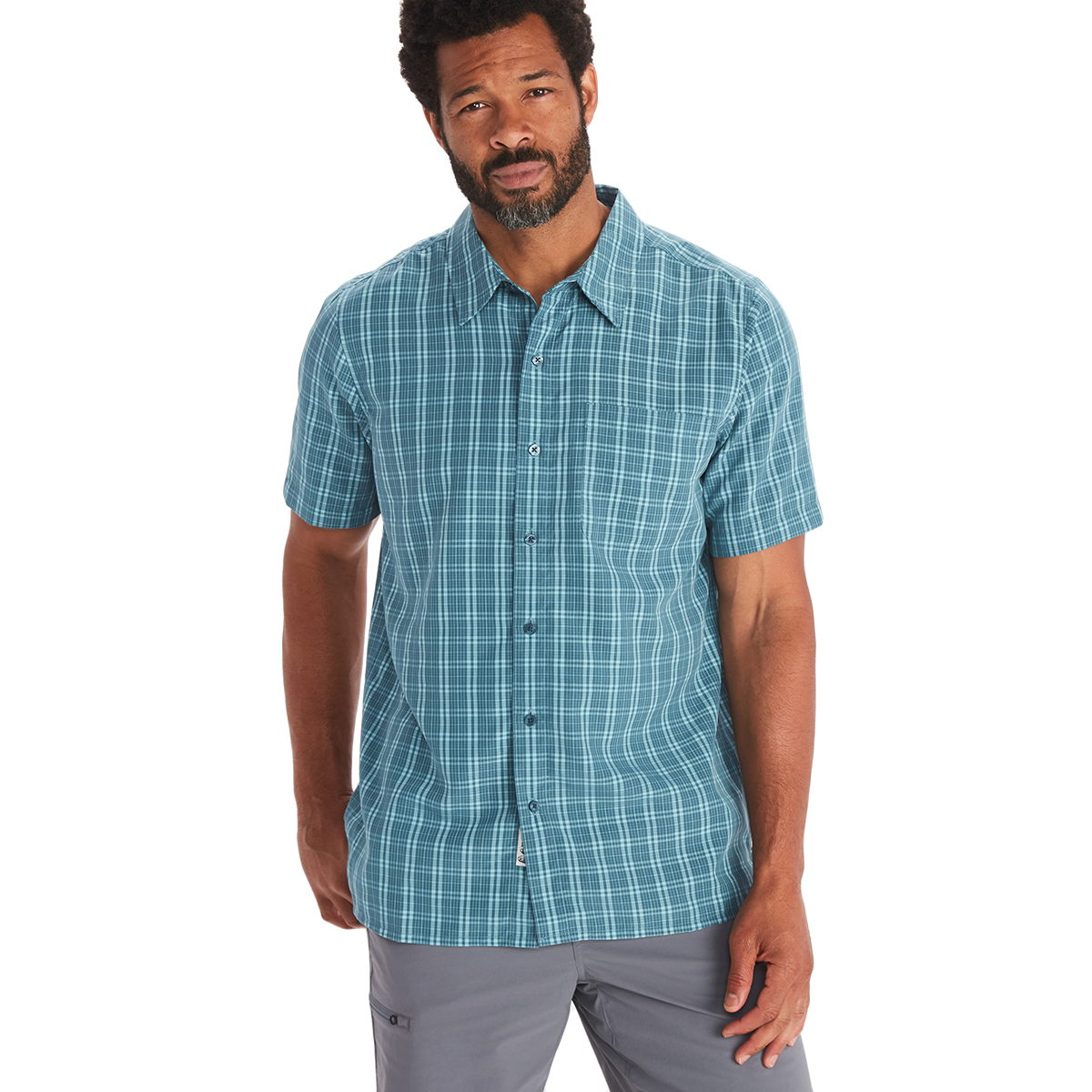 Marmot Men's Eldridge Novelty Classic Short-Sleeve Shirt, BLUE