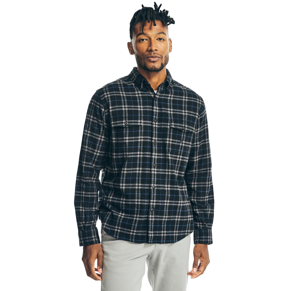 Nautica Men's Sustainably Crafted Flannel, Black