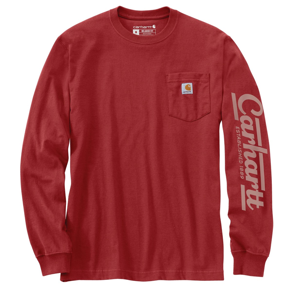 Carhartt Men's 106041 Relaxed Fit Heavyweight Long-Sleeve Pocket Script Sleeve Graphic Tee