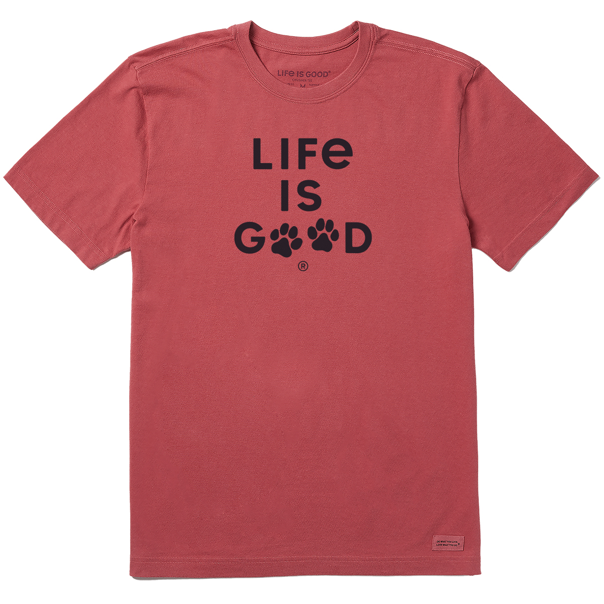 Life Is Good Men's Paw Print Short-Sleeve Crusher Tee, Red