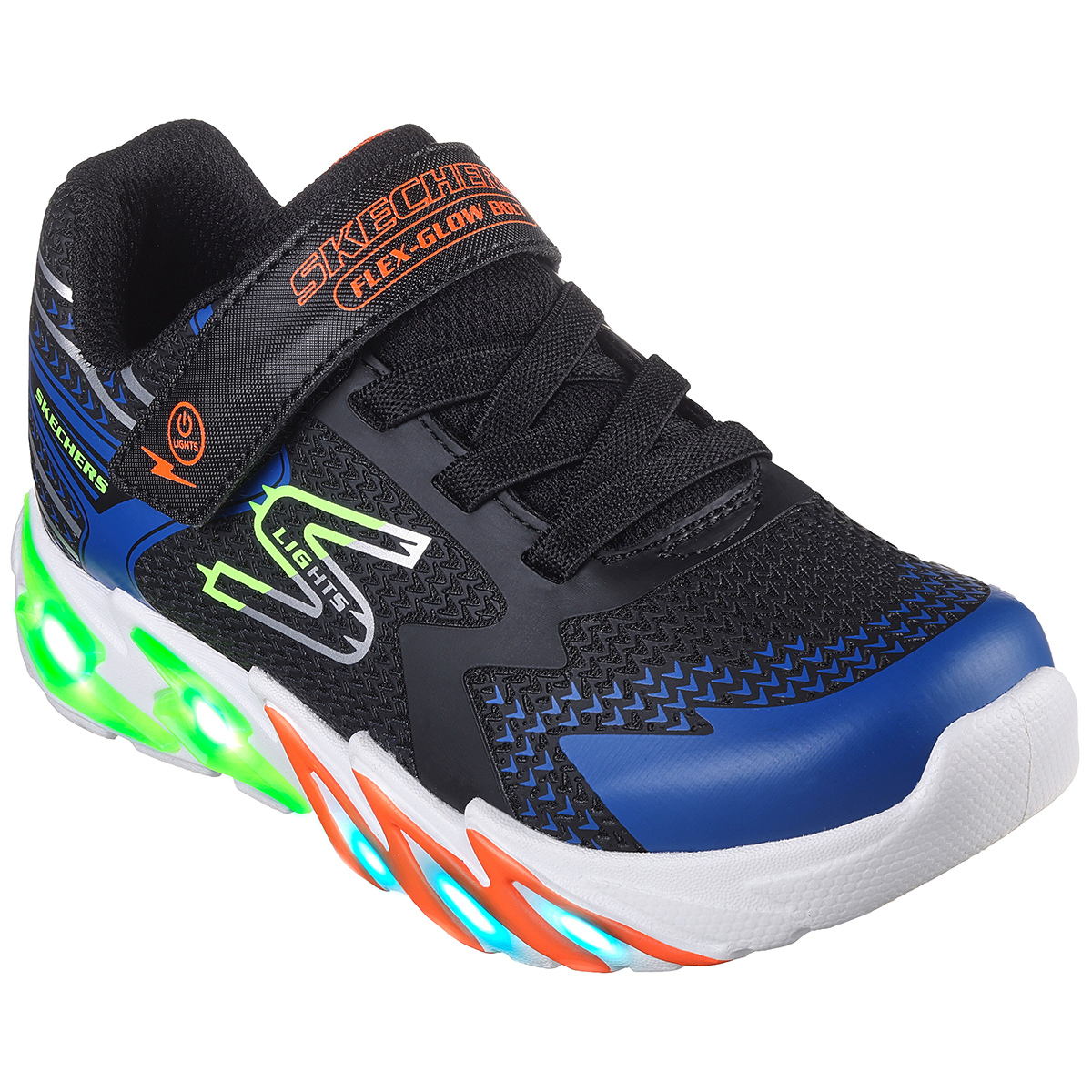 Skechers Boys' S Lights: Flex-Glow Bolt Shoes, Black