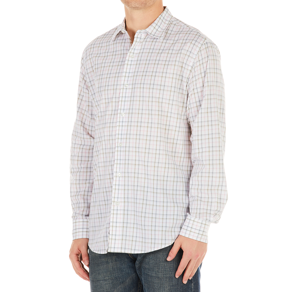 Van Heusen Men's Monochrome Plaid Long-Sleeve Button-Up Shirt