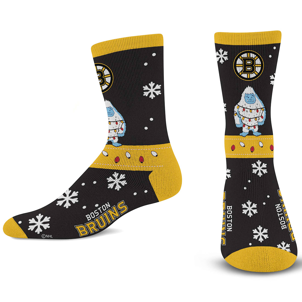 Boston Bruins For Bare Feet Sweater Yeti Holiday Socks