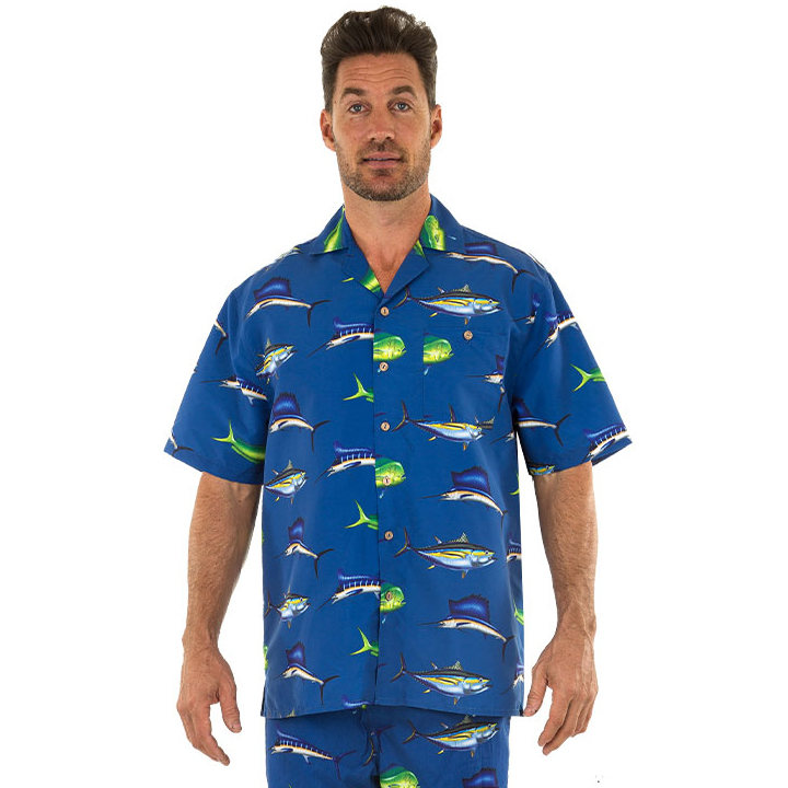 Uzzi Men's Marlin Dri-Fit Hawaiian Shirt