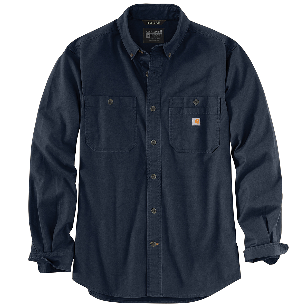 Carhartt Men's 103554 Rugged Flex Relaxed Fit Midweight Canvas Long-Sleeve Shirt, Blue