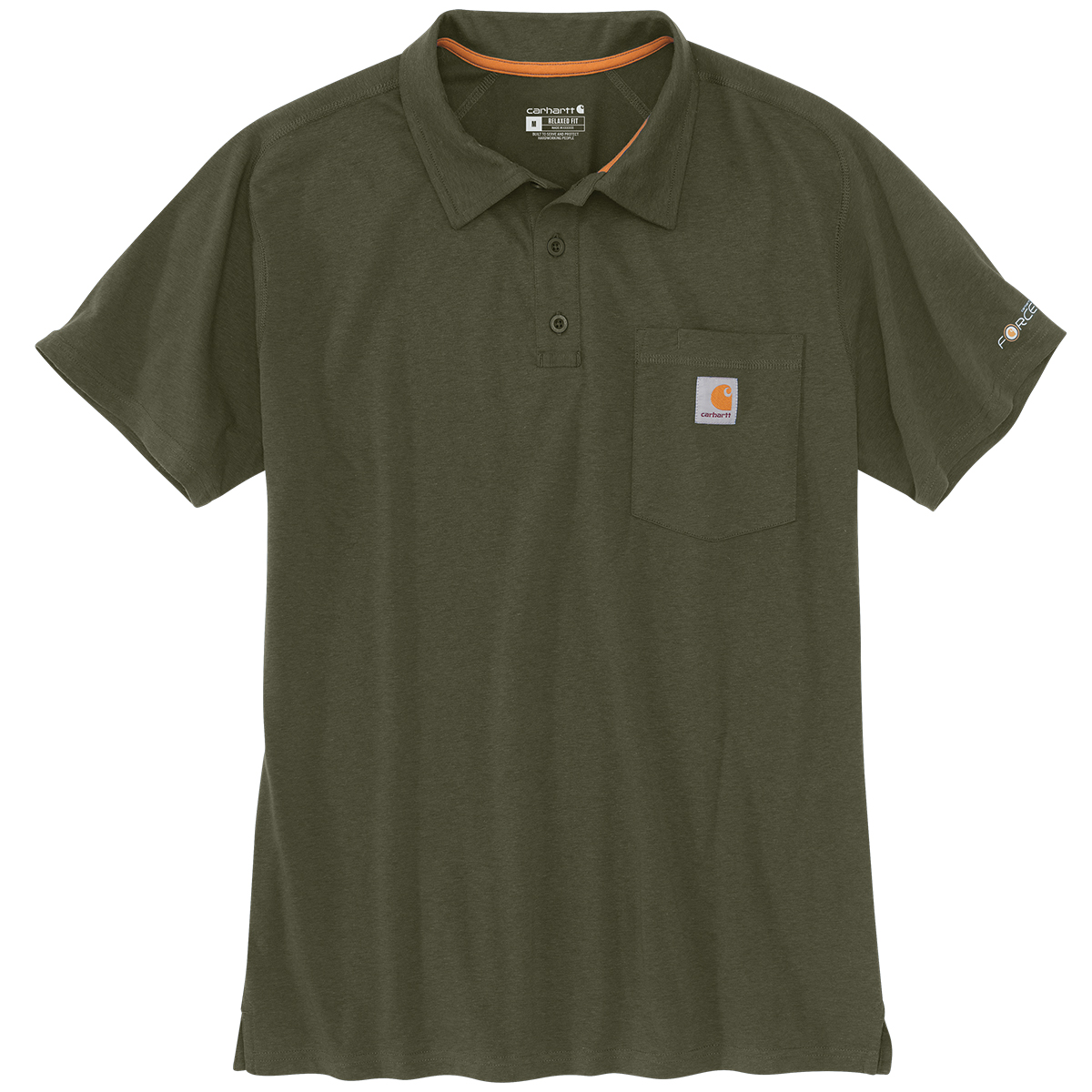 Carhartt Men's 103569 Force Relaxed Fit Midweight Short-Sleeve Pocket Polo, Extended Sizes, Green