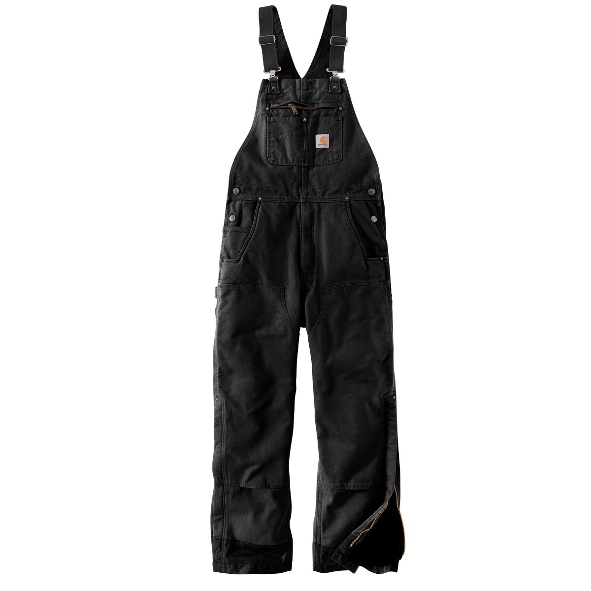 Carhartt Men's 104031 Loose Fit Washed Duck Insulated Bib Overalls, Extended Sizes, Black