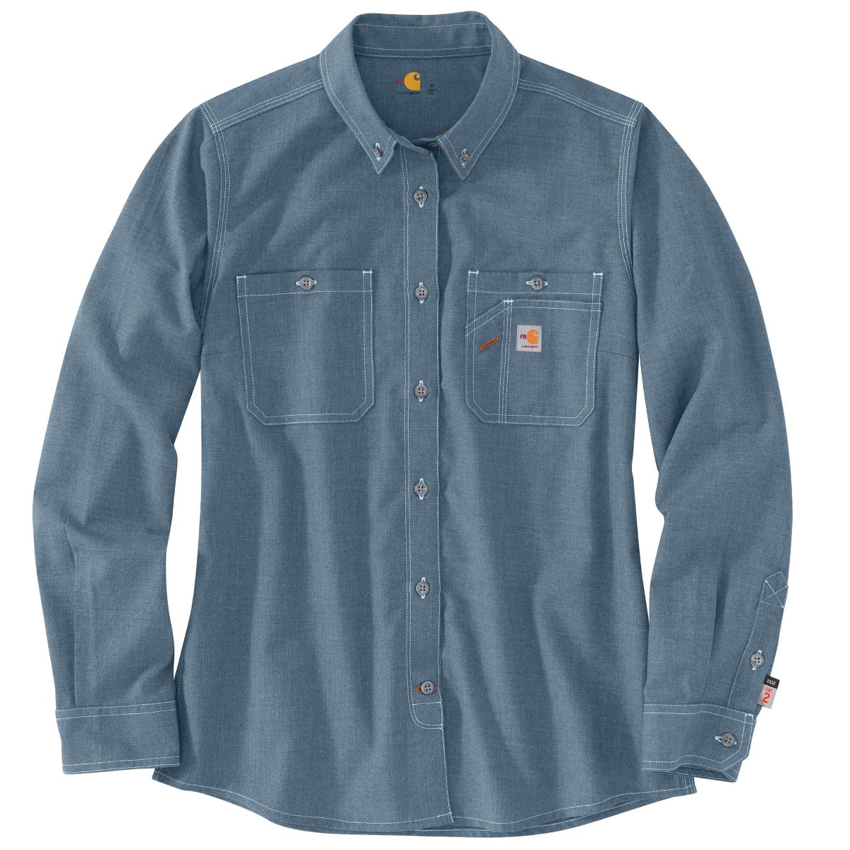 Carhartt Women's 104147 Flame Resistant Force Relaxed Fit Lightweight Long-Sleeve Shirt, Blue