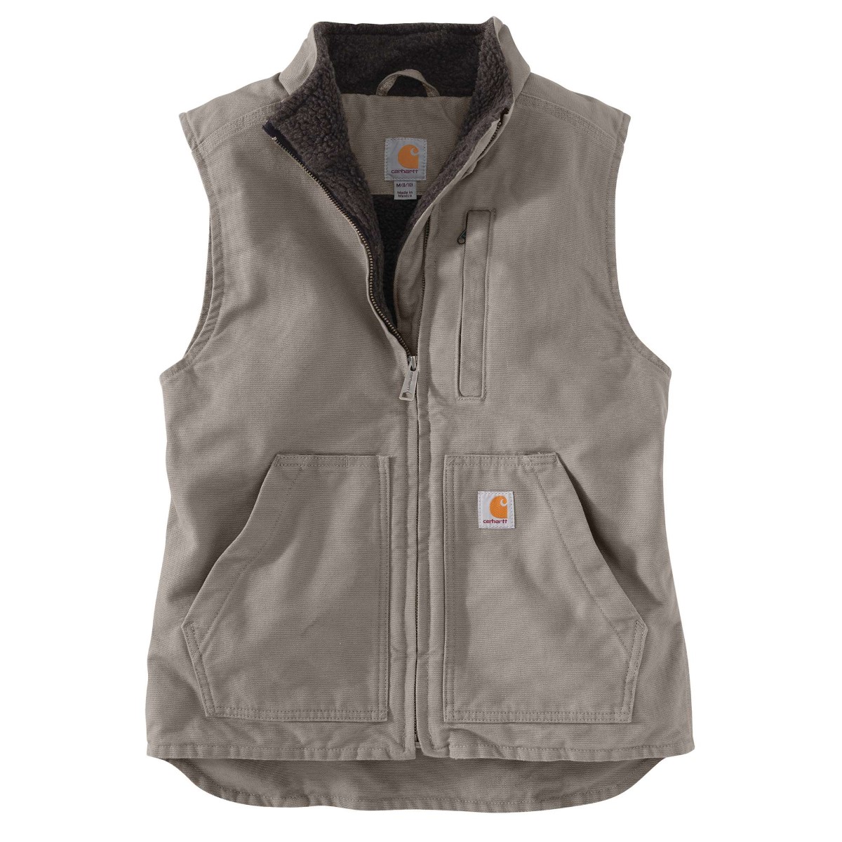 Carhartt Women's 104224 Relaxed Fit Washed Duck Sherpa-Lined Mock-Neck Vest, Black