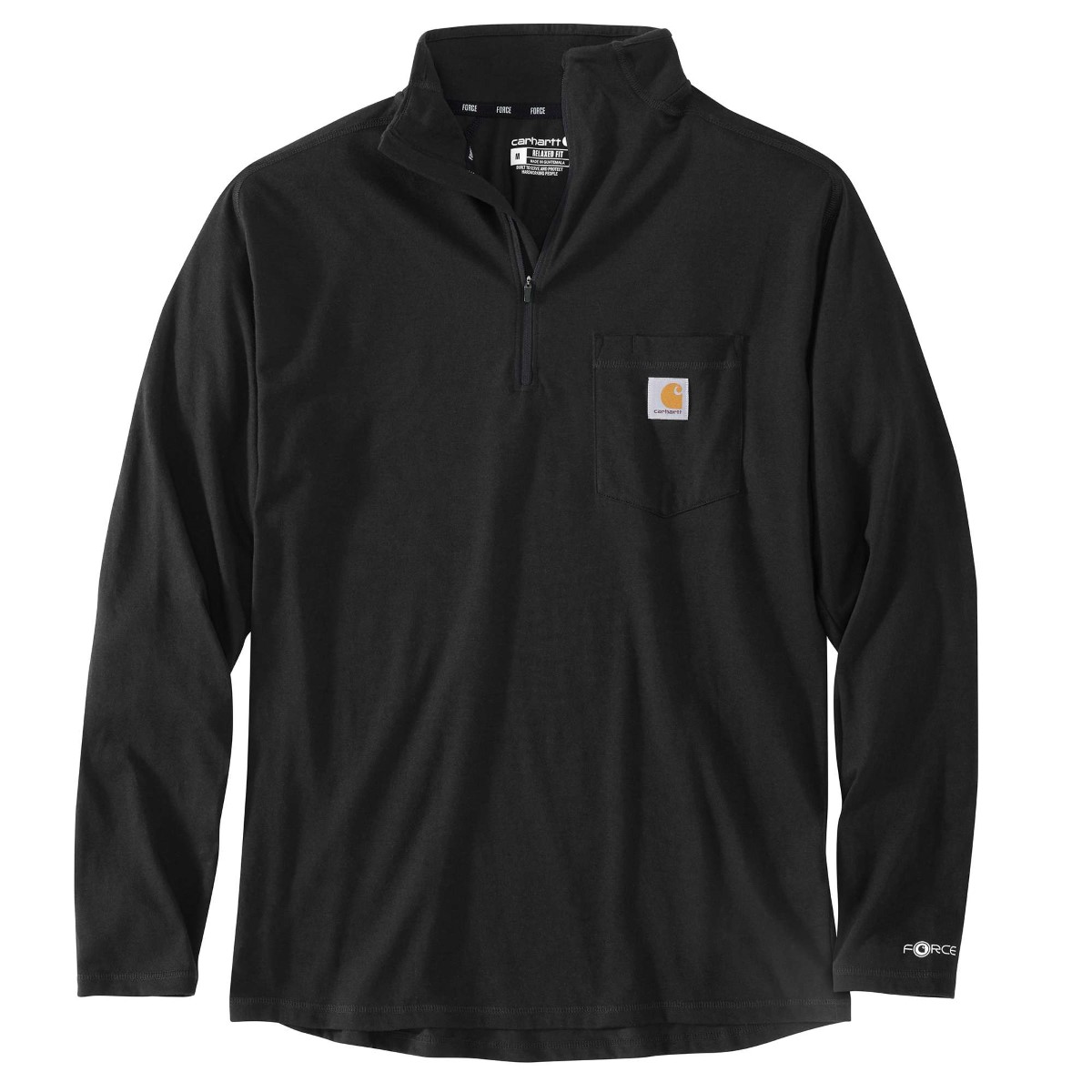 Carhartt Men's 104255 Force Relaxed Fit Midweight Long-Sleeve Quarter-Zip Mock-Neck Shirt, Extended, Black