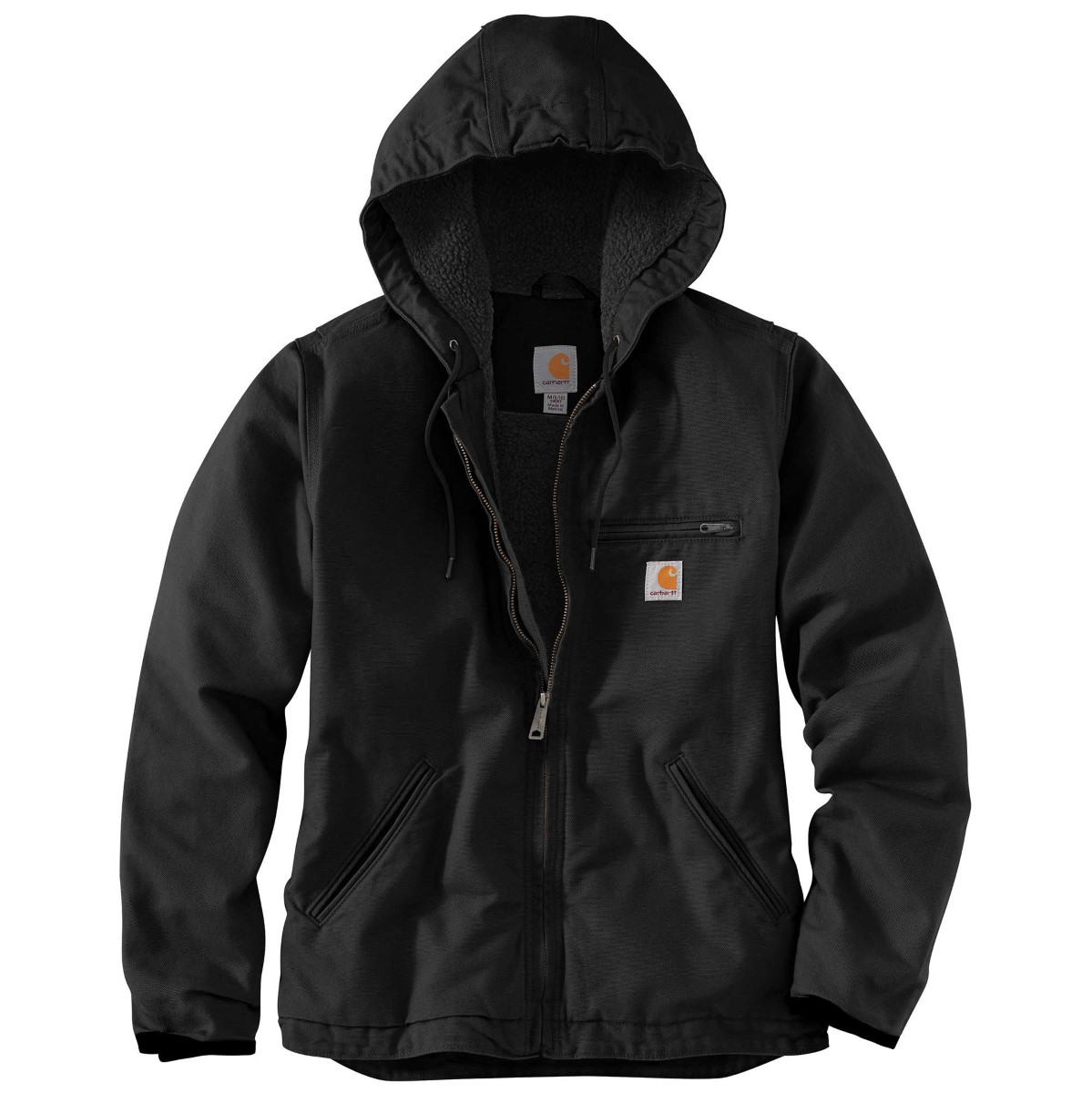 Carhartt Women's 104292 Loose Fit Washed Duck Sherpa Lined Jacket, Black