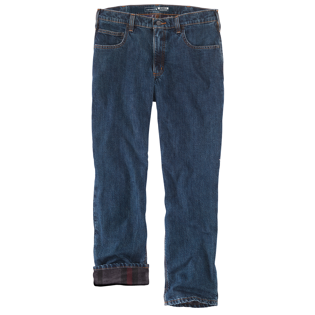 Carhartt Men's 104942 Relaxed Fit Flannel-Lined 5-Pocket Jeans, Blue