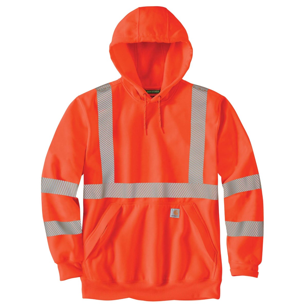 Carhartt Men's 104987 High-Visibility Rain Defender Loose Fit Midweight Class 3 Sweatshirt, Extended, Orange