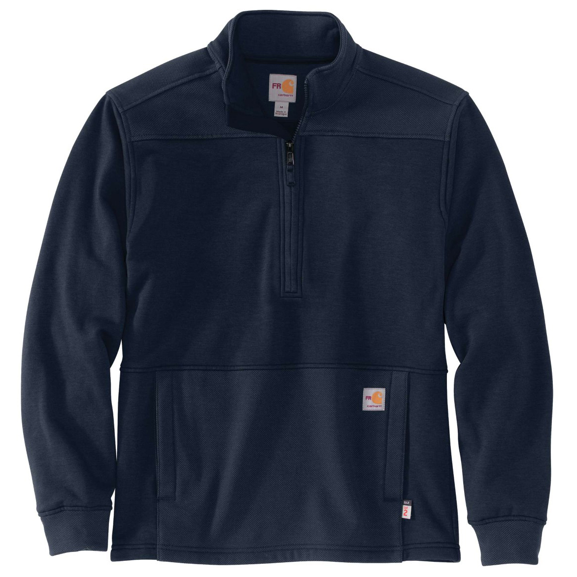 Carhartt Men's 105012 Flame Resistant Rain Defender Relaxed Fit Mock Neck Fleece Pullover, Blue