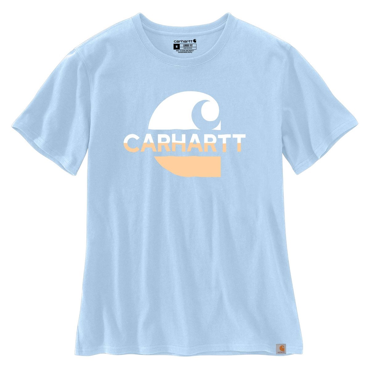 Carhartt Women's 105738 Loose Fit Heavyweight Short-Sleeve Faded C Graphic T-Shirt, Blue