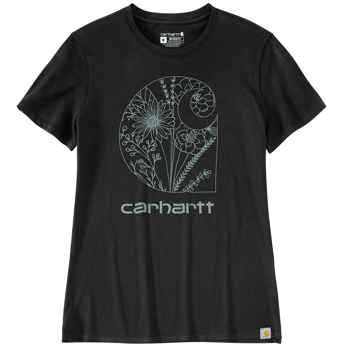 Carhartt Women's 105741 Relaxed Fit Lightweight Short-Sleeve Floral C Graphic T-Shirt, Black