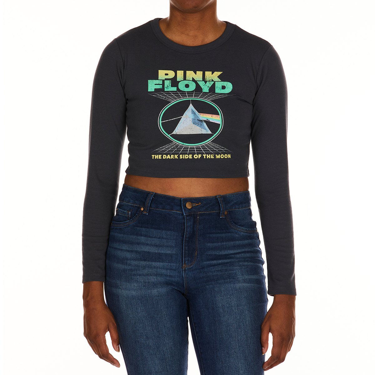 Pink Floyd Juniors' Long-Sleeve Cropped Graphic Tee