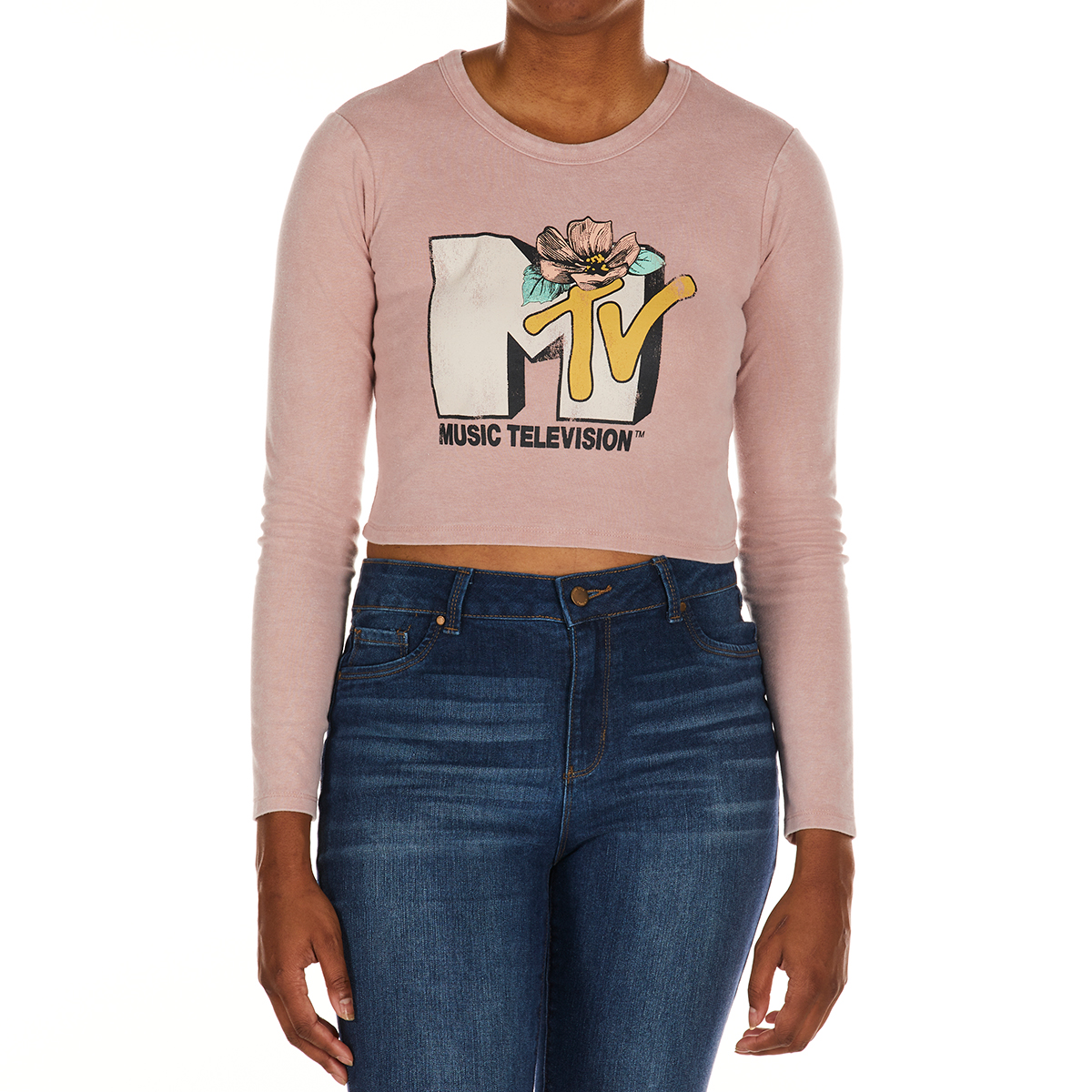 Mtv Juniors' Wildflowers Long-Sleeve Cropped Graphic Tee