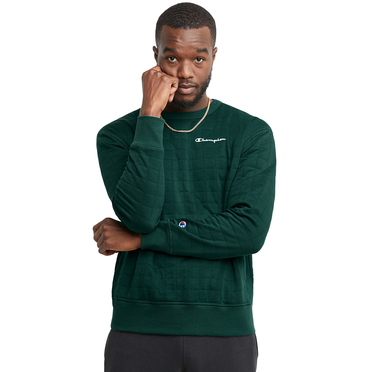 Champion Men's Quilted Fleece Crewneck