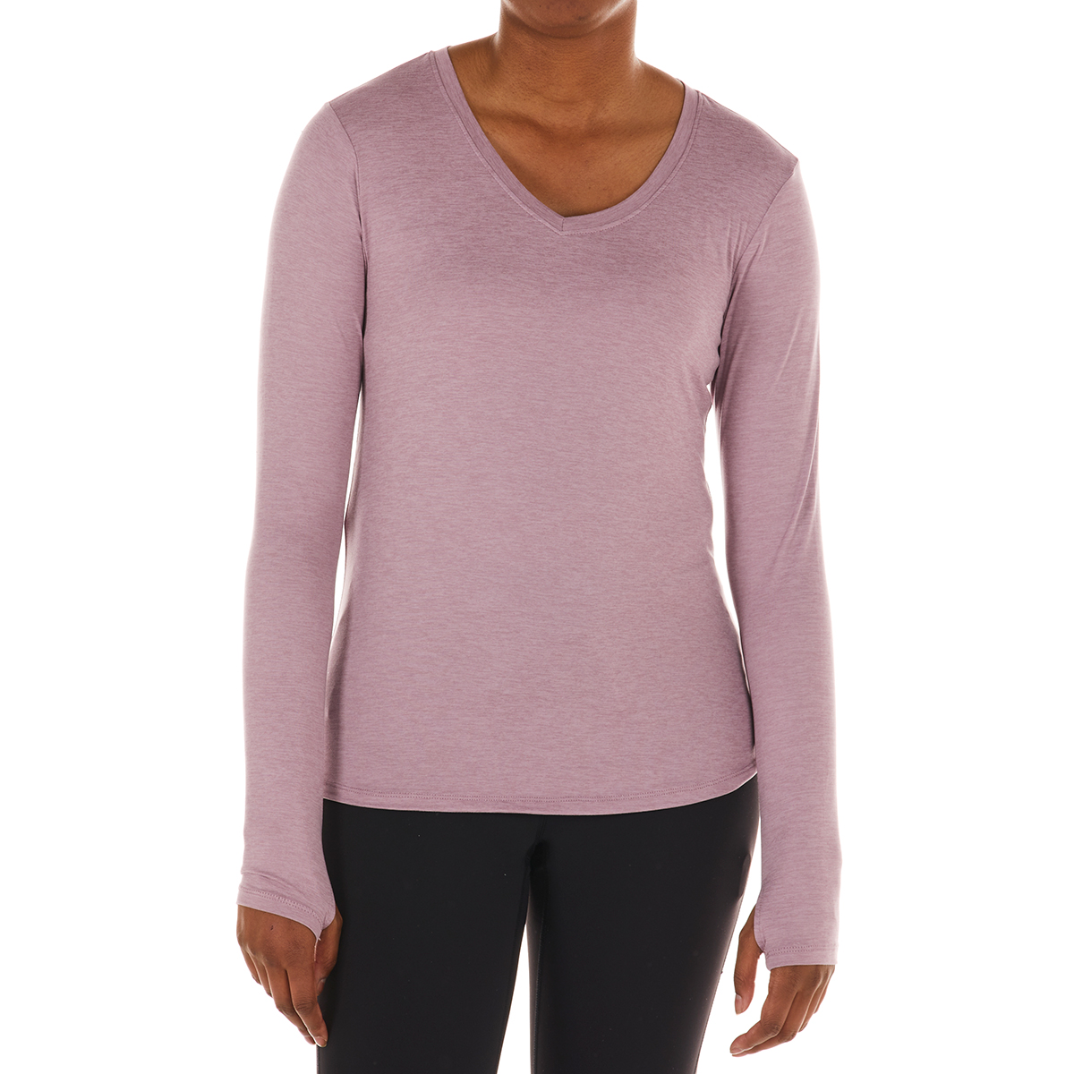 RBX Women's Peached Space Dye Long-Sleeve V-Neck