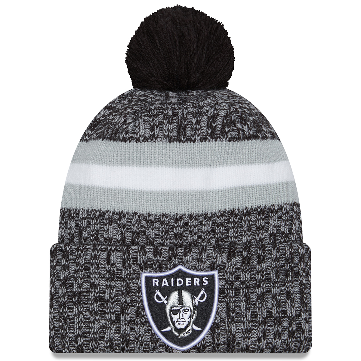 Las Vegas Raiders Men's New Era Sideline Cuffed Pom Knit Hat