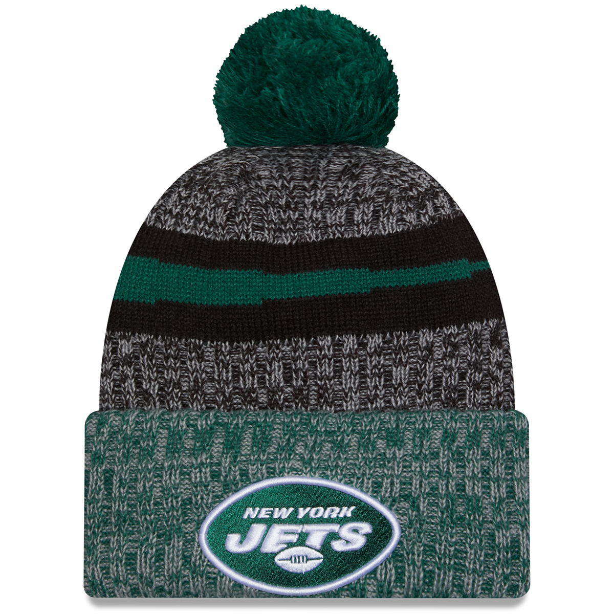 New York Jets Men's New Era Sideline Cuffed Pom Knit Hat