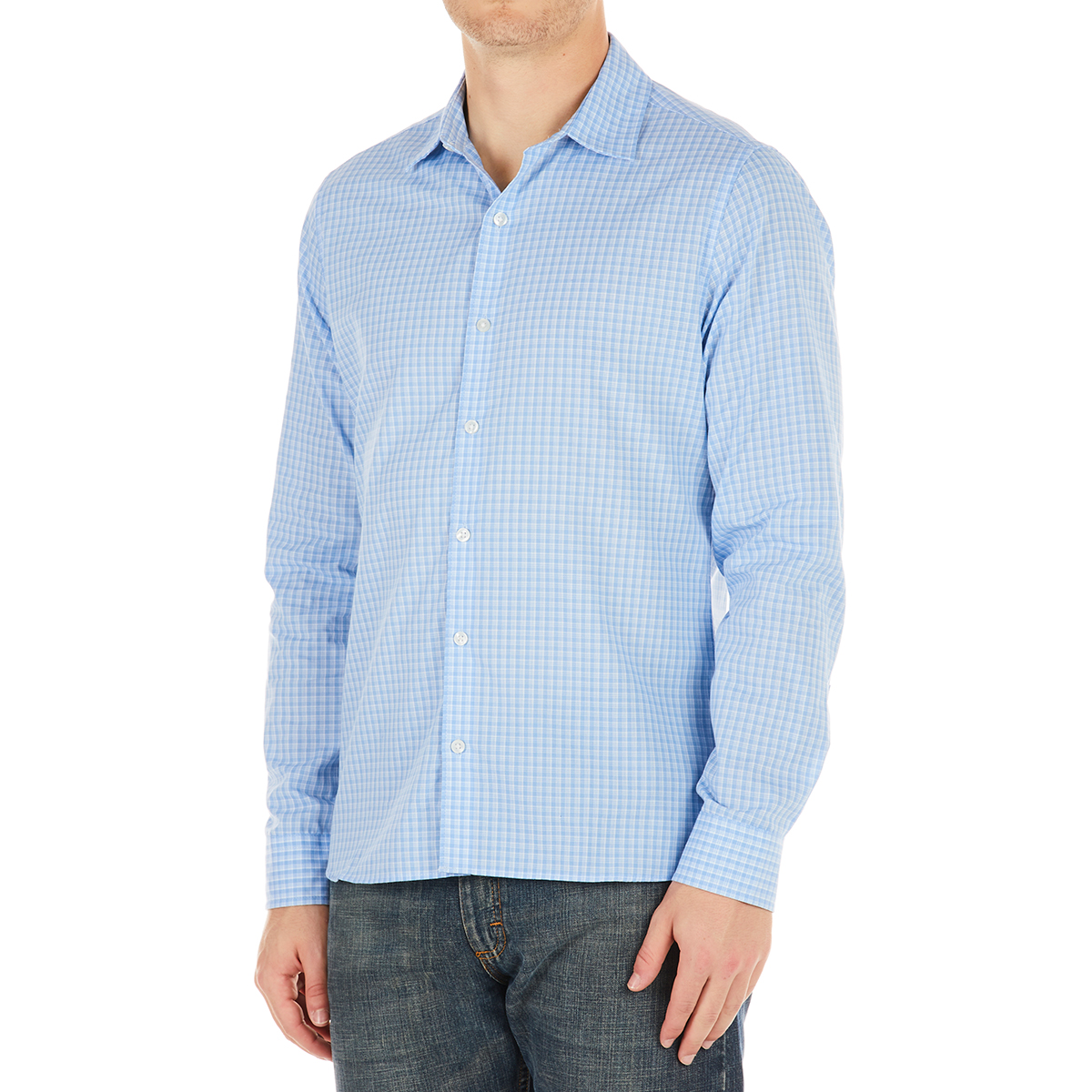 Van Heusen Men's Monochrome Plaid Long-Sleeve Button-Up Shirt