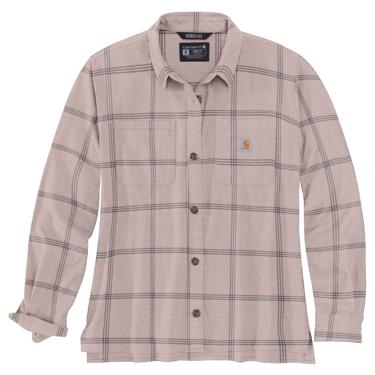 Carhartt Women's 105989 Rugged Flex Loose Fit Midweight Flannel Long-Sleeve Plaid Shirt