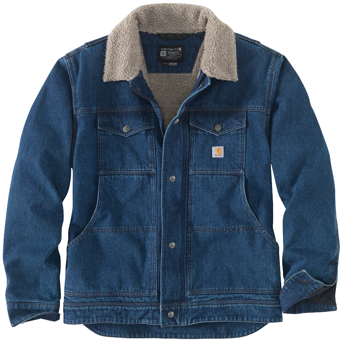 Carhartt Men's 106323 Relaxed Fit Denim Sherpa-Lined Jacket, Extended Sizes