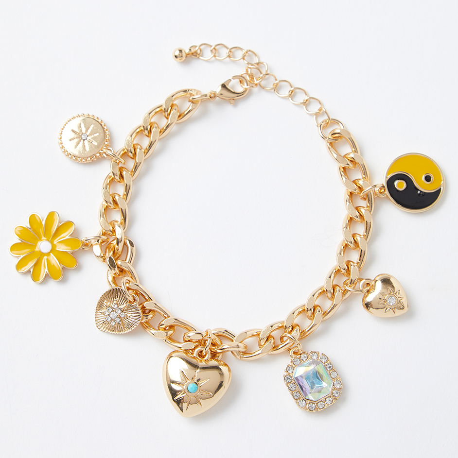 Charming Charlie Gold Heart Charm Bracelet