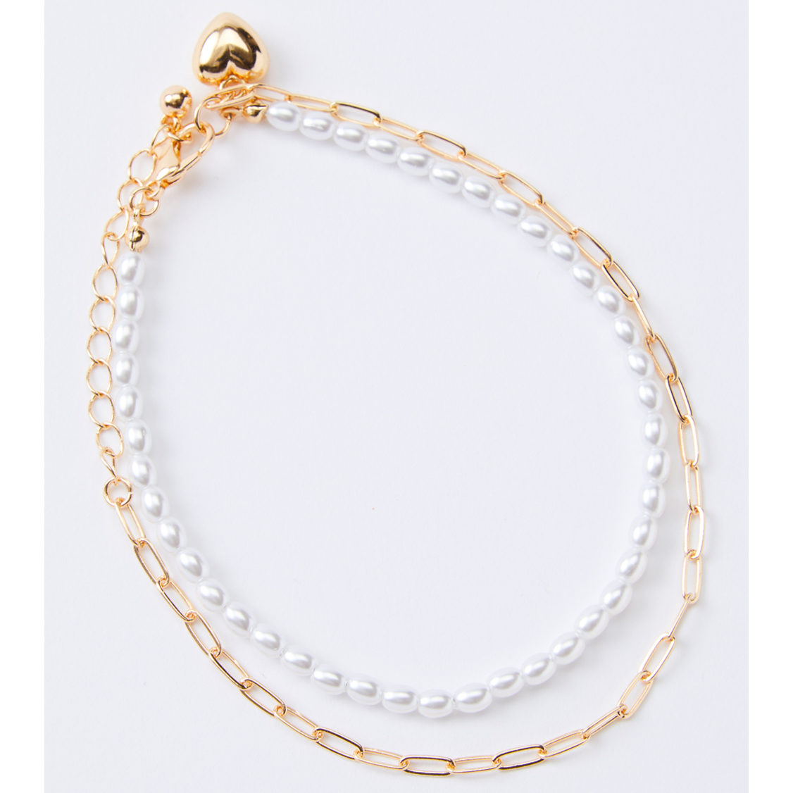 Charming Charlie Gold Heart Chain Pearl Necklace