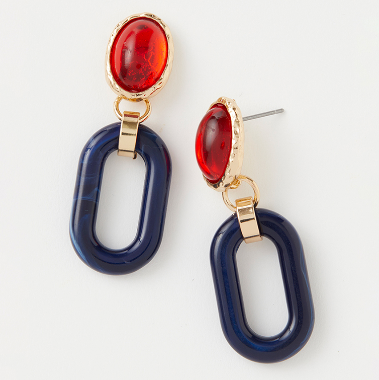 Charming Charlie Royal Ruby And Blue Earrings