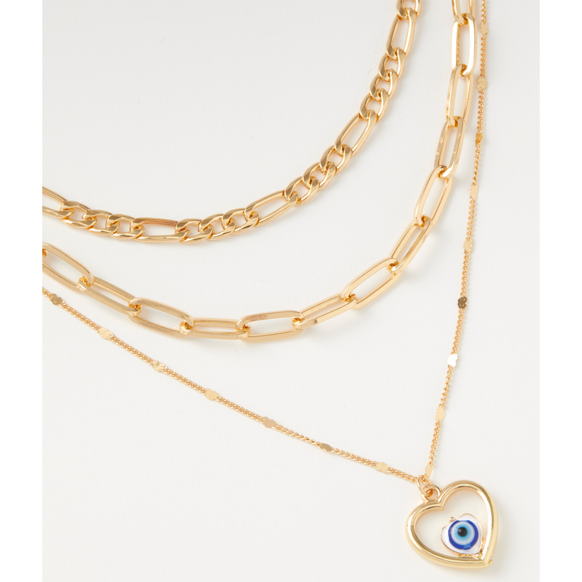 Charming Charlie Heart Evil Eye Necklace, 3 Piece