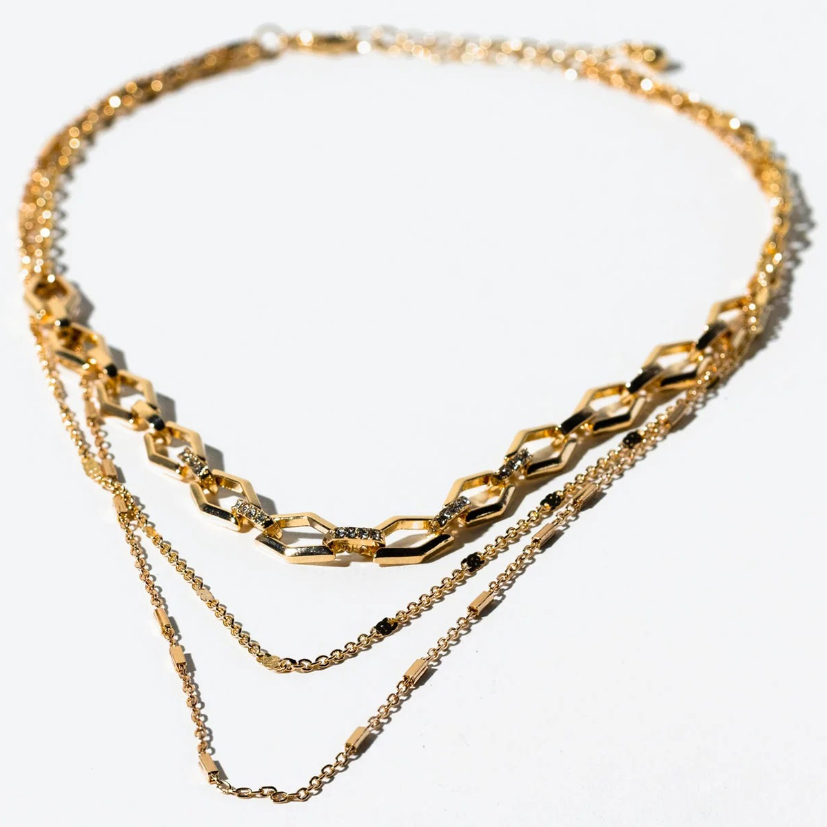 Charming Charlie Gold Layer Necklace, 3 Piece