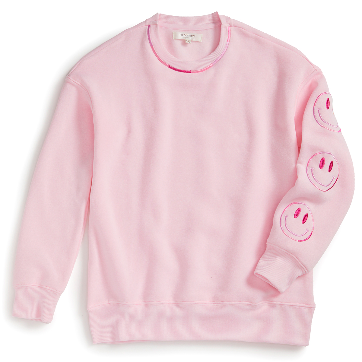 No Comment Girls' Embroidered Fleece Crew