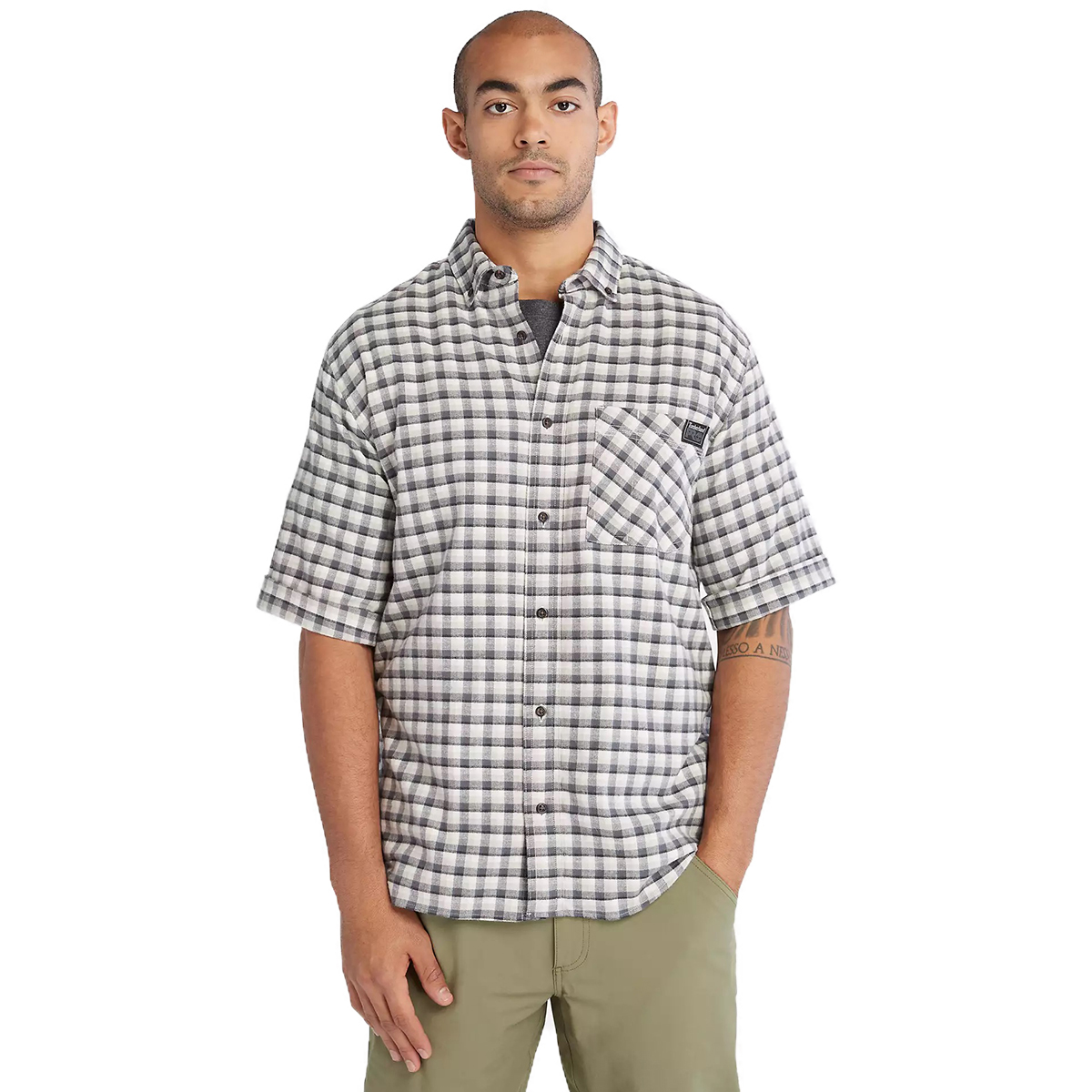 Timberland Pro Men's Woodfort Lightweight Flannel Short-Sleeve Flex Shirt